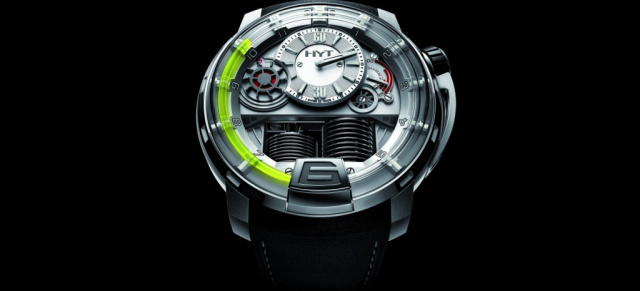 Uhr-Zeit: Erste hydro-mechanische Armbanduhr H1 von HYT: Auf der Baselworld 2012 präsentiert die Schweizer Uhrenmarke HYT einen
innovativen Zeitmesser mit mechanischem Uhrwerk und Flüssigkeitsanzeige.
