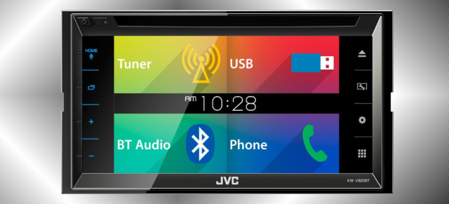 Top-Bedienkomfort: Der neue Doppel-DIN-Moniceiver JVC KW-V320BT: JVC-Moniceiver mit 6,8-Zoll großem Hochglanz-Touch-Panel und Bluetooth