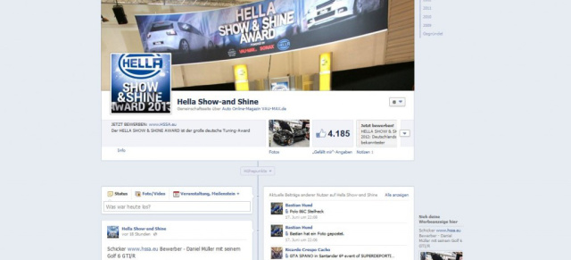Jetzt Fan werden  der HELLA SHOW & SHINE AWARD auf Facebook: "Gefällt mir" drücken und keine Infos zum HSSA mehr verpassen