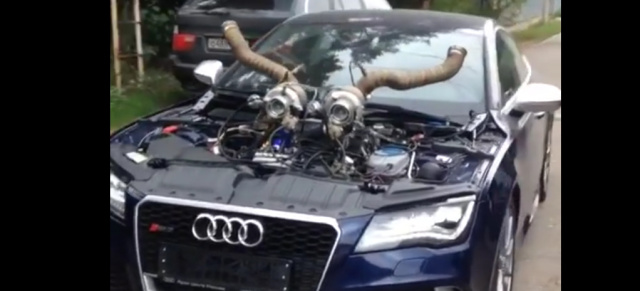 Weil größer einfach besser ist : VIDEO: Kapitaler Audi RS7 mit mächtigem Turbo-Geweih