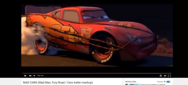 VIDEO: Sauberer Schnitt, geniales Ergebnis: Cars mit Mad Max-Audiospur: Wird das "Cars 3" - Disney Pixars "Cars" trifft auf "Mad Max: Fury Road"