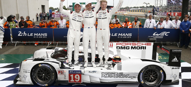 Porsche schreibt seinen Mythos fort: Doppelsieg für Porsche in Le Mans 2015 