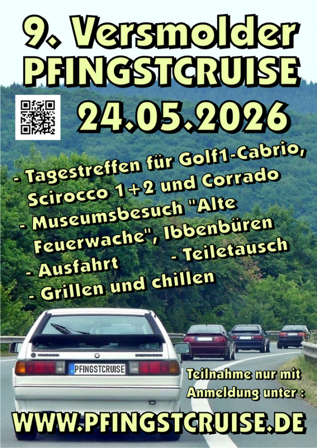 9. Versmolder Pfingstcruise für Golf1-Cabrio, Scirocco 1, Scirocco 2, Corrado