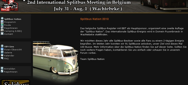 Splitbus Nation 2010 31.7/1.8.2010: Alte VW Bullis treffen sich in Belgien! 