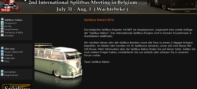 Splitbus Nation 2010 31.7/1.8.2010: Alte VW Bullis treffen sich in Belgien!