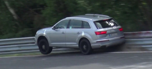 Video - Audi SQ7-Erlkönig-Crash am Nürburgring (2015): Doppelt erwischt: Audi SQ7-Erlkönig macht den Abflug