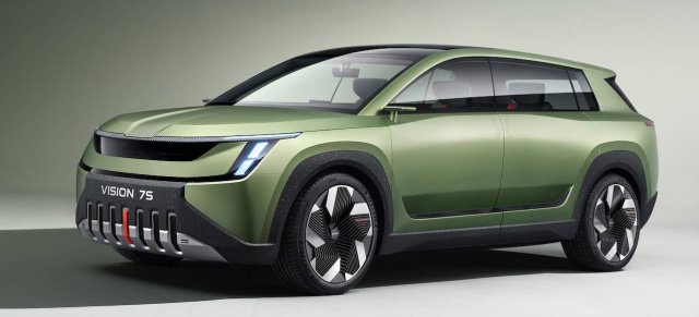 Neues Marken-Logo und Design bei Skoda: Skoda zeigt sein elektrisches Topmodell „Skoda Vision 7S“