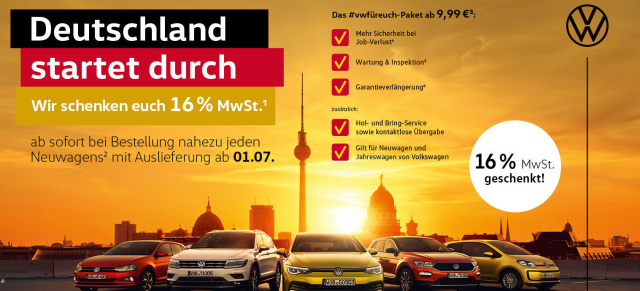 Beim Neuwagenkauf könnt ihr jetzt ordentlich sparen: Volkswagen schenkt Dir 16% MwSt.