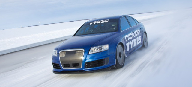 Weltrekord auf Eis: 336 km/h mit Nokian Winterreifen: Mit Vollgas im Audi RS6 über Schnee und Eis