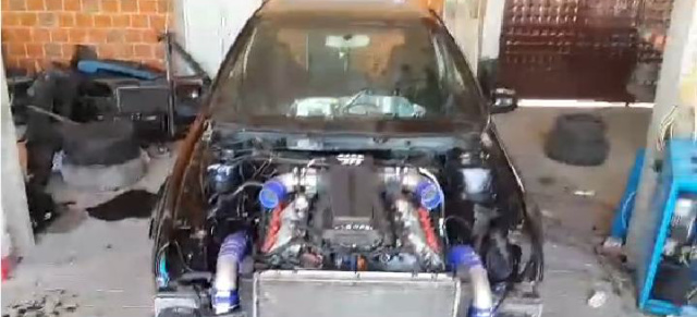 RS6-Motor mit 580 PS im VW Golf 4 : VIDEO: V10-Turbo-Frontmotor im Golf 4
