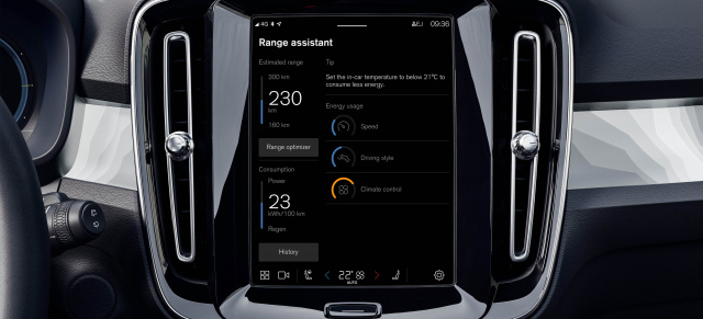 Neue Reichweiten-Anzeige im Volvo XC40: Range Assistant App per Over-the-Air-Update