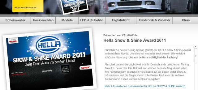 Der HELLA SHOW & SHINE AWARD auf Hella.com: HELLA präsentiert den erfolgreichen Auto-Award auf einer eigenen Microsite!