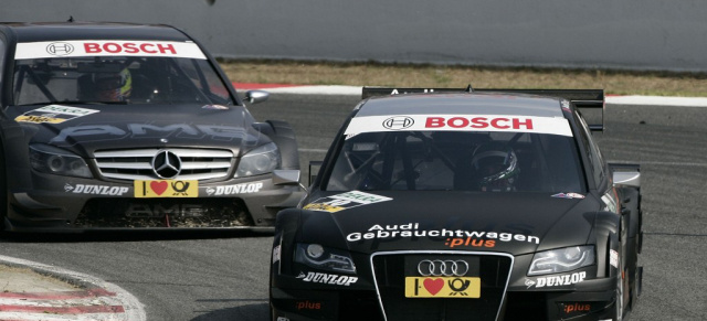 DTM in Barcelona: Audi Pilot Scheider verteidigt Führung : # Vier Audi A4 DTM in den Punkterängen -
# Mattias Ekström ausgeschlossen