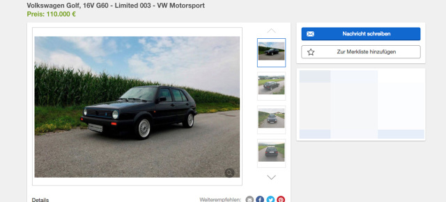 Der teuerste Golf: VW Golf Limited für 110.000 Euro bei eBay Kleinanzeigen