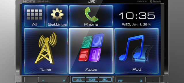 Neue JVC Multimedia-Receiver der Extraklasse: Der KW-V50BT und KW-V30BT: Optimale Smartphone-Einbindung, konfigurierbares WVGA-Touch-Panel, Bluetooth, iPod/iPhone-kompatibel, HDMI-Eingang, DVD/CD/USB als Quellen 