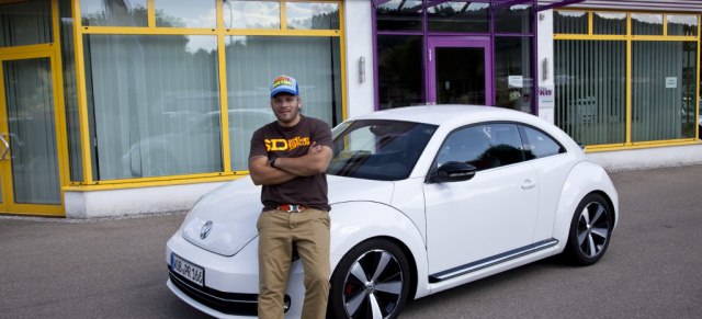 Elektronisch verstellbares KW DDC Gewindefahrwerk für den aktuellen VW Beetle: VIDEO: PS-Profi und TV-Moderator Sidney Hoffmann fährts in seinem Beetle