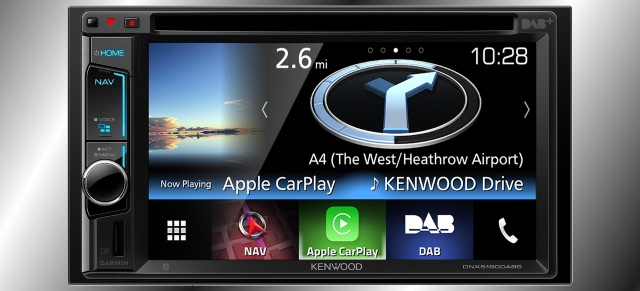 Neue Kenwood Multimedia-Navi mit iPhone-Anbindung per CarPlay: Kenwood DNX5160DABS mit Apple CarPlay, Navi, DAB+ und Bluetooth