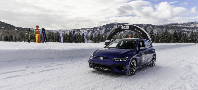 Volkswagen Markenbotschafter Tanner Foust gewinnt den ersten Tag in der AWD-Kategorie: Golf R gewinnt beim ersten F.A.T. Ice Race Aspen