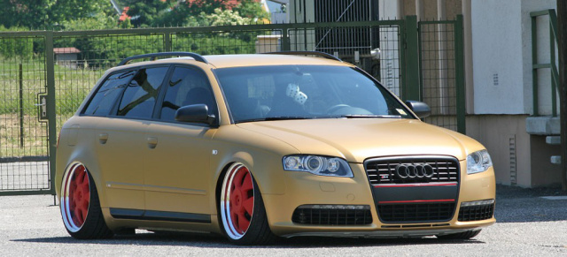 Manche treiben´s bunt  2007er Audi A4 Avant in Goldmatt: Audi-Tuning Made in Belgien