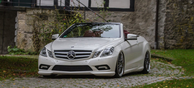 Wie man in den Benz Rhein-ruft..: Ein E350 Cabrio sorgt für Aufregung: Das Thema Felgen, Fahrwerk, Fertig am E-Klasse Cabrio neu interpretiert