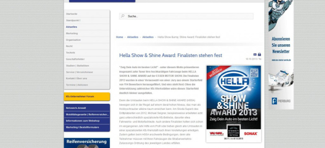 IAM-Net.eu - Das Netzwerk für Kfz-Unternehmer berichtet über den HELLA SHOW & SHINE AWARD: