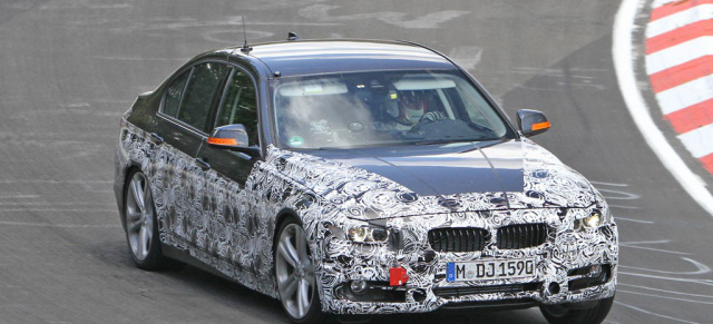 Neue Erlkönigbilder vom 2012er BMW 3er F30: Der neue Dreier BMW (F30) dreht(e) seine Testrunden am Nürburgring bis er liegen blieb.