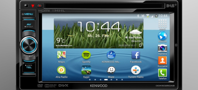 Neue Kenwood-Multimedia-Receiver DDX5025DAB/BT bringen Smartphone-Display-Inhalte 1:1 auf den Monitor: Per HDMI-Schnittstelle komplette Spiegelung von iPhone 5 und Android-Smartphones auf den Kenwood-Monitor