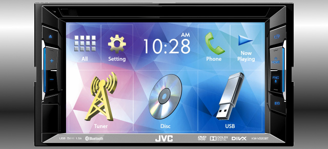 Neuer Doppel-DIN A/V-Receiver für Einsteiger: Moniceiver JVC KW-V220BT mit Bluetooth, USB und Android Music Playback