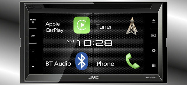 Neuer Doppel-DIN-Moniceiver mit 6,8-Zoll Hochglanz-Touch-Screen: Multimedia-Receiver JVC KW-V820BT mit Bluetooth und Apple CarPlay für perfekte iPhones-Integration