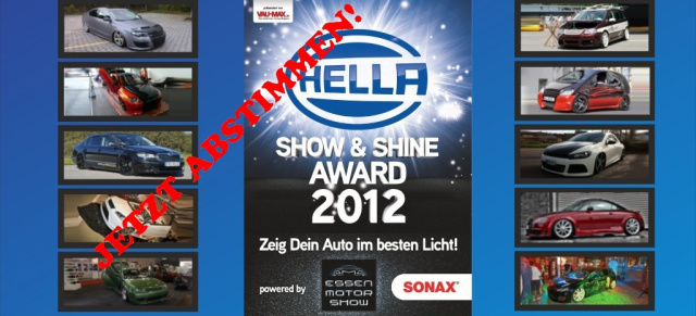 Die Abstimmung beim HELLA SHOW & SHINE AWARD 2012: Diese 10 Kandidaten stehen noch bis zum 8.12.2012 zur Wahl - Jeder, der abstimmt kann attraktive Preise gewinnen! 