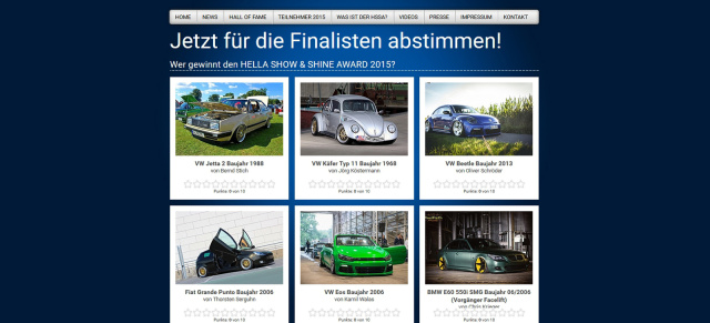 Jetzt seid Ihr gefragt!: Wer gewinnt den HELLA SHOW & SHINE AWARD 2015?