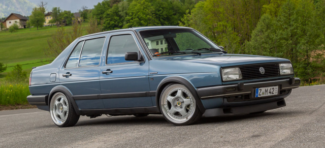 Eisenschuster-Mobil mit Stufe,  Allrad & TA-Technix: 1988er VW Jetta Syncro mit Eigenbau-Wheels und Traum-Kilometerstand