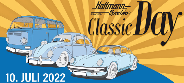 1. Hoffmann Speedster Classic Day 2022, 10. Juli, Hattingen: Werbemittel für den Hoffmann Speedster Classic Day in Hattingen