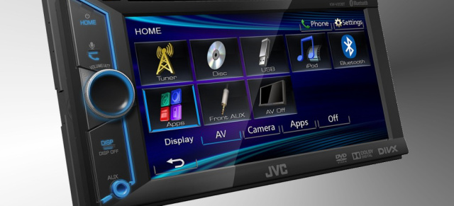 Neue Allround-Multimedia-Receiver im Doppel-DIN-Format von JVC: DVD/CD/USB-Receiver KW-V20BT & KW-V40BT  iPhone/iPod-kompatibel, mit Monitor Touch Control und Bluetooth 