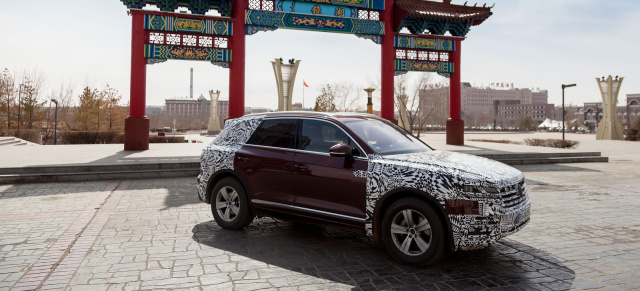 Auf eigener Achse zur Touareg Weltpremiere nach Peking: 16.500 km im neuen VW Touareg 3 - Geschafft: Der neue Touareg ist angekommen