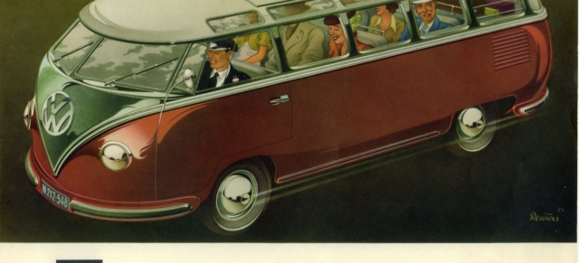 1955 VW T1 Samba Prospekt: Nicht nur für Sammler interessant: original 1955 T1 "Achtsitzer Sondermodell"-Prospekt