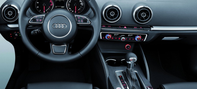 Der erste Blick in den Innenraum des neuen 2012er Audi A3: So sehen die Bedienungselemente und Anzeigen im neuen Audi A3 wirklich aus.