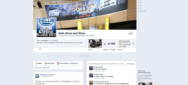 Jetzt Fan werden der HELLA SHOW & SHINE AWARD auf Facebook: "Gefällt mir" drücken und keine Infos zum HSSA mehr verpassen