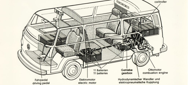 VW T2 Bus mit Hybridantrieb : Die Zukunft war Gestern: Ein Bus als Taxi mit Hybrid-Antrieb - VW bastelte schon 1977 daran