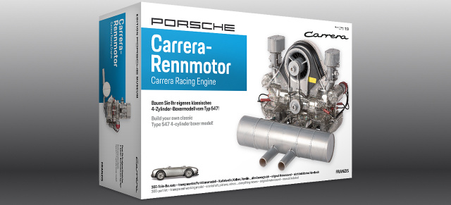 Echter Hingucker: Funktionsmodell des berühmten Fuhrmann-Motors: Der legendäre Porsche Carrera-Rennmotor Typ 547 als Bausatz im Maßstab 1:3