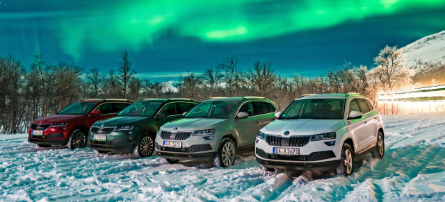 Vier Karoq auf dem Weg nach Norden: Skoda-Tour zum Weihnachtsmann